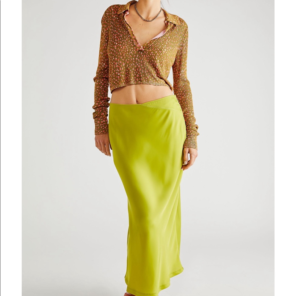 NWT Free People Green Oh So Low Skirt
